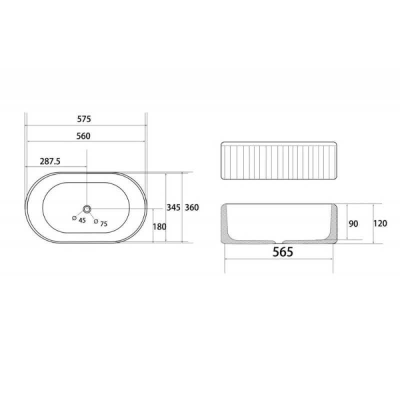 Раковина Abber Bequem AC2116MB, 57 х 36 см, фарфор, накладная, черная матовая
