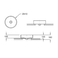 Раковина Abber Rechteck AC2118, 41 х 41 см, фарфор, накладная, белая
