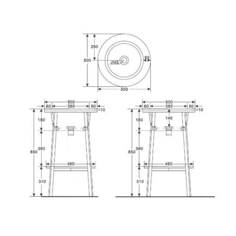 Консоль с раковиной Abber Bequem AC2130MK, 50 х 85 см, хаки матовый