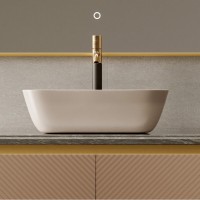 Раковина Abber Rechteck AC2200MBE, 46 см, фарфор, накладная, светло-бежевая матовая