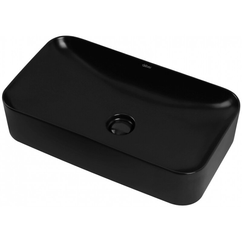 Раковина Abber Rechteck AC2204MB, 60,5 х 35 см, накладная, цвет черный матовый