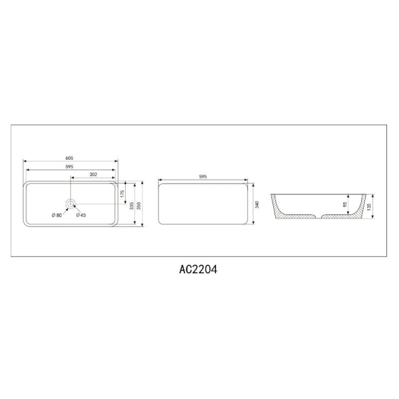 Раковина Abber Rechteck AC2204MW, 60.5 см, фаянс, цвет белый матовый