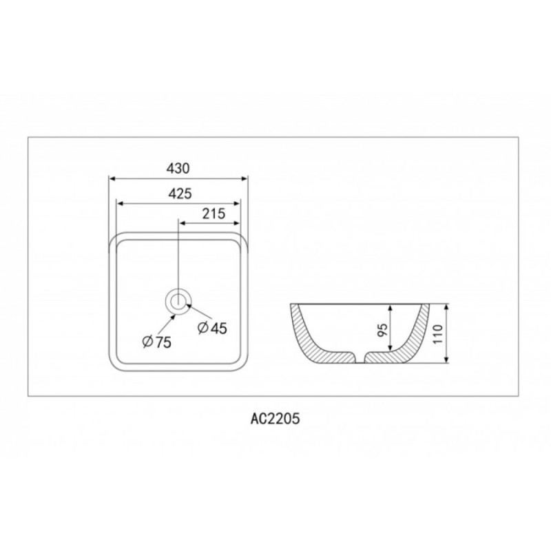 Раковина Abber Rechteck AC2205GG 43 х 43 см, накладная, золото