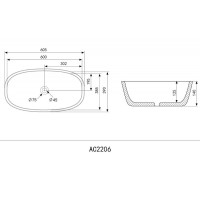 Раковина Abber Rechteck AC2206, накладная, 60.5 х 39 х 14 см, белая
