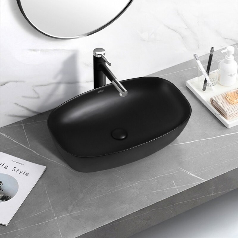Раковина Abber Rechteck AC2206MB, накладная, 60.5 х 39 х 14 см, черная матовая