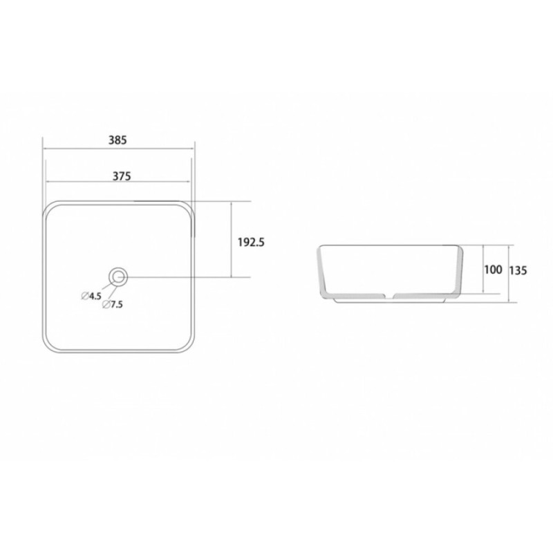 Раковина Abber Rechteck AC2211MB 38 х 38 см, накладная, черная матовая