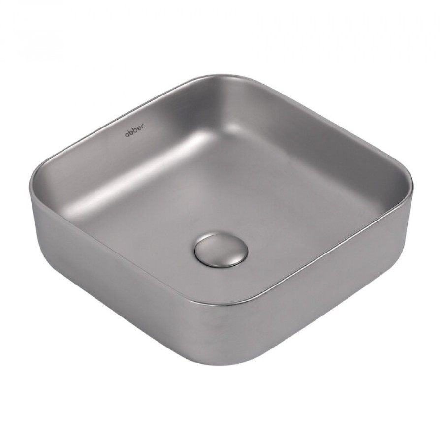Раковина Abber Rechteck AC2211MS 38 х 38 см, накладная, серебро матовое