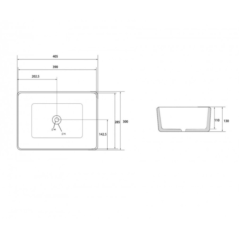 Раковина Abber Rechteck AC2213MB 40 х 30 см, накладная, черная матовая
