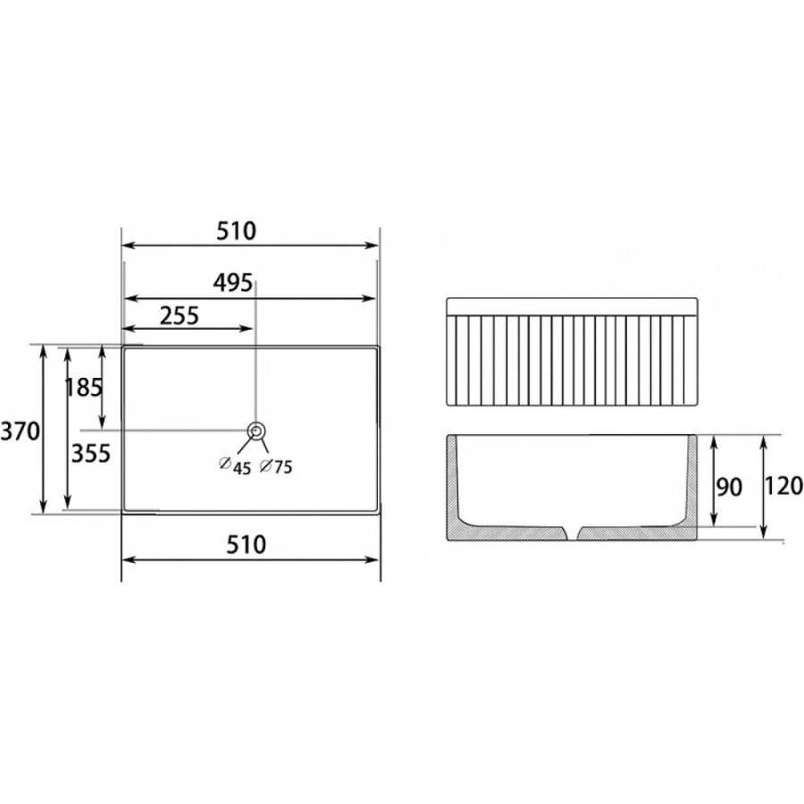 Раковина Abber Rechteck AC2216, 51 х 37 см, накладная, цвет белый