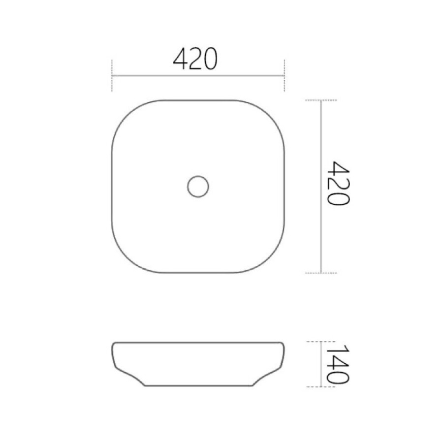 Раковина Abber Rechteck AC2217MB, 42 х 42 см, фарфор, накладная, черная матовая