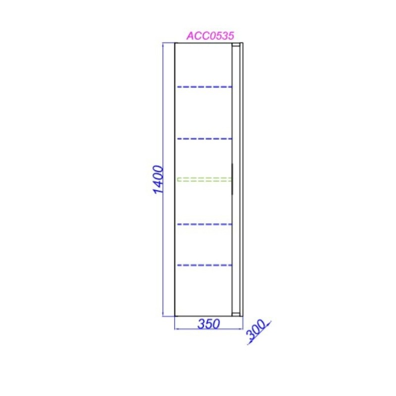 Пенал Aqwella Accent 35 см, подвесной, белый, универсальный, ACC0535W