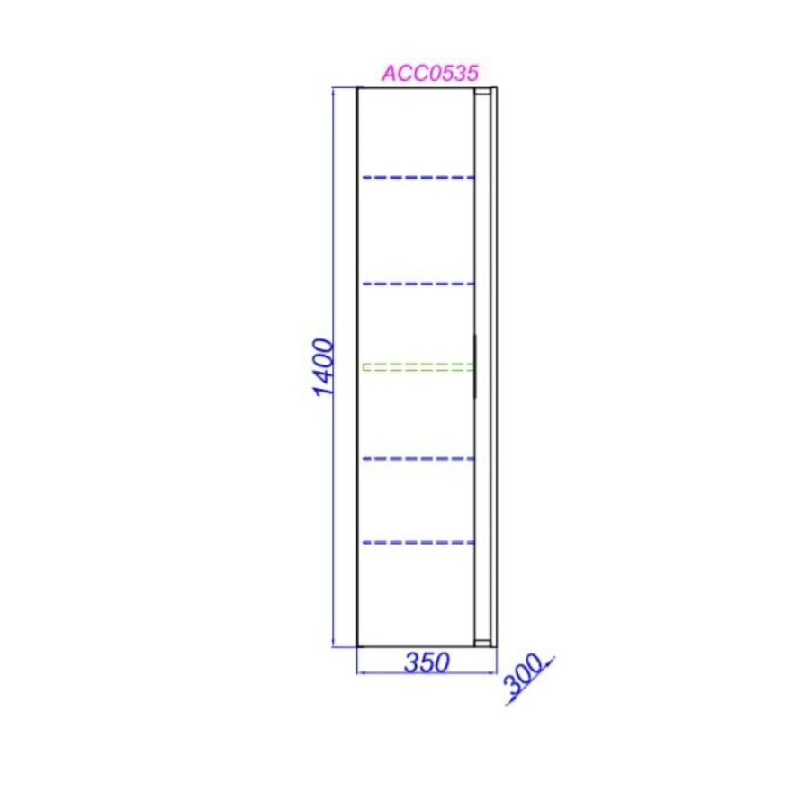 Пенал Aqwella Accent 35 см, подвесной, белый, универсальный, ACC0535W
