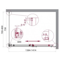 Душевой уголок BelBagno Acqua AH-1-140/80-C-Cr, 140 х 80 х 195 см, профиль хром, стекло прозрачное