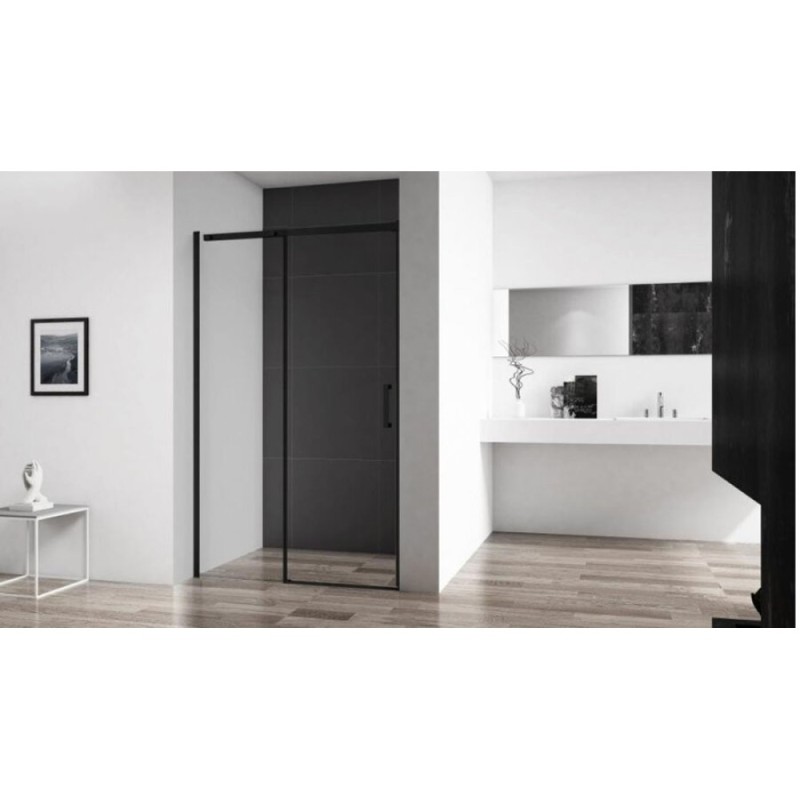 Душевая дверь в нишу BelBagno ACQUA, 120 х 195 см, стекло прозрачное, профиль черный матовый, ACQUA-BF-1-120-C-NERO