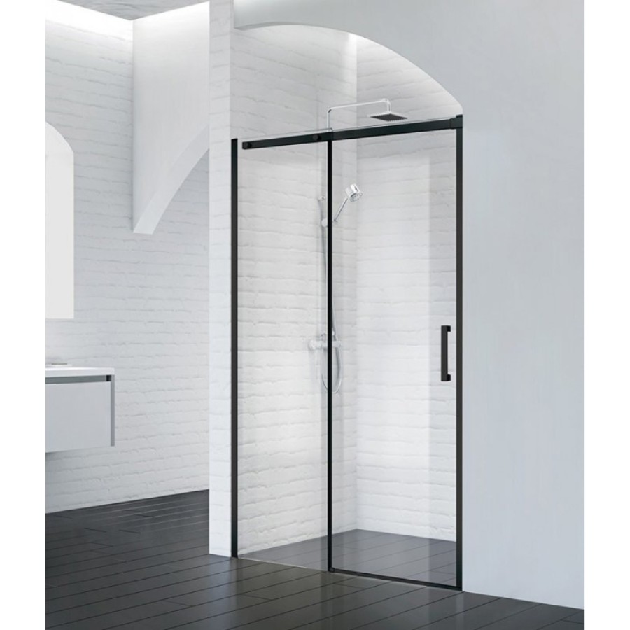Душевая дверь в нишу BelBagno ACQUA, 150 х 195 см, стекло прозрачное, профиль черный матовый, ACQUA-BF-1-150-C-NERO