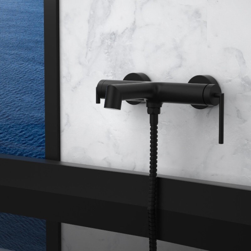 Смеситель BelBagno Acqua ACQUA-VASM-NERO для ванны и душа, цвет черный матовый