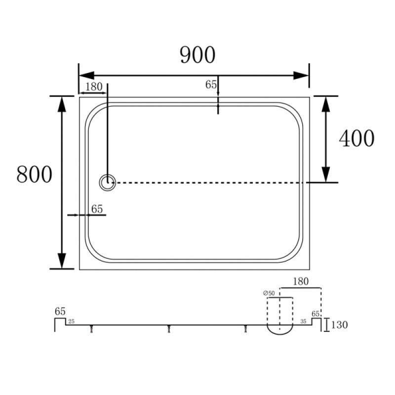 Душевой поддон Abber AD3C098, 80 x 90 см, прямоугольный, акриловый, белый