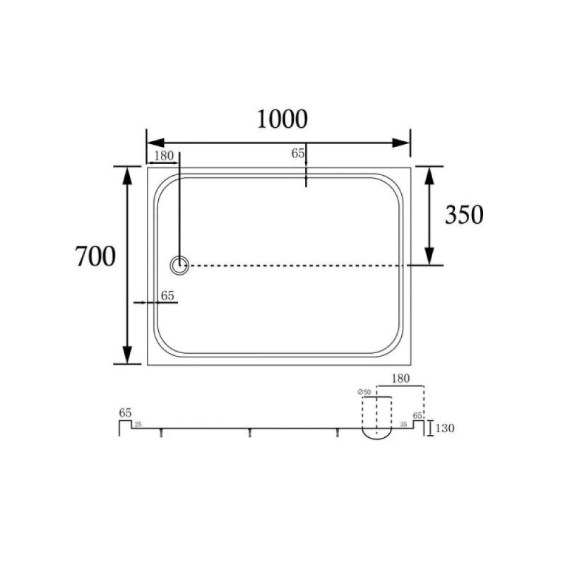Душевой поддон Abber AD3C107, 70 x 100 см, прямоугольный, акриловый, белый