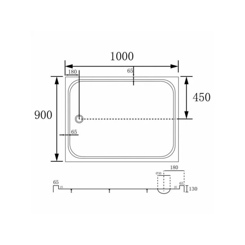 Душевой поддон Abber AD3C109, 90 x 100 см, прямоугольный, акриловый, белый