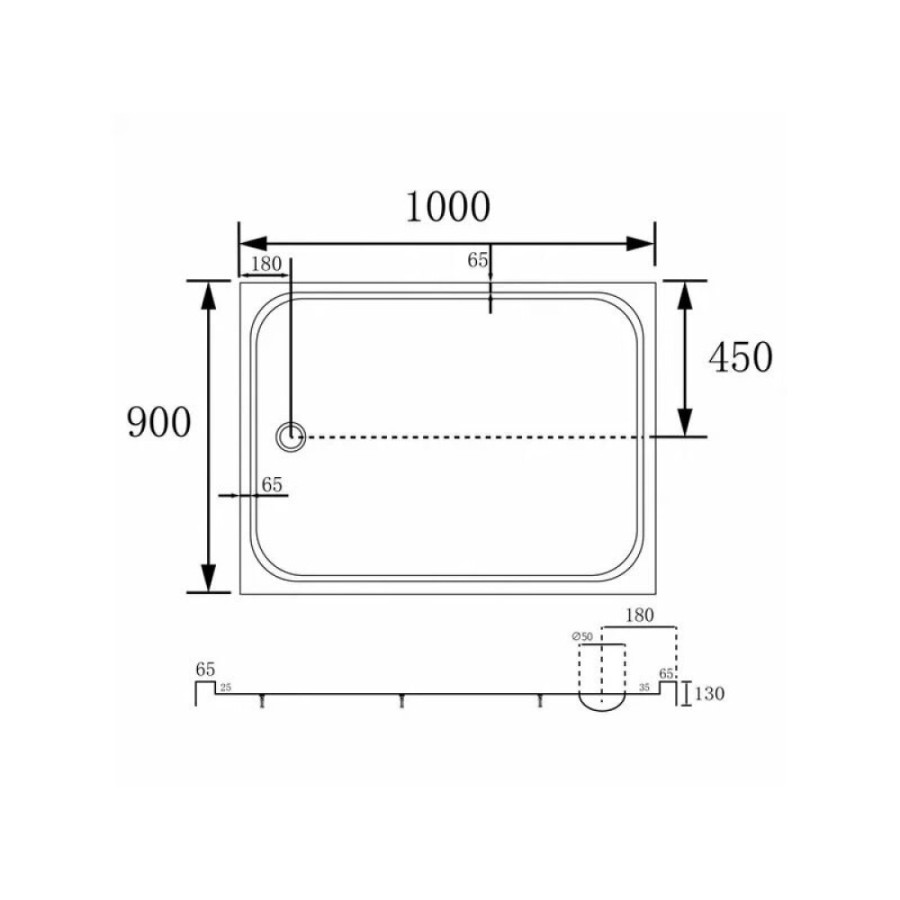 Душевой поддон Abber AD3C109, 90 x 100 см, прямоугольный, акриловый, белый