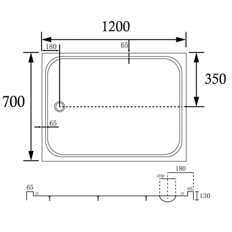 Душевой поддон Abber AD3C127, 70 x 120 см, прямоугольный, акриловый, белый
