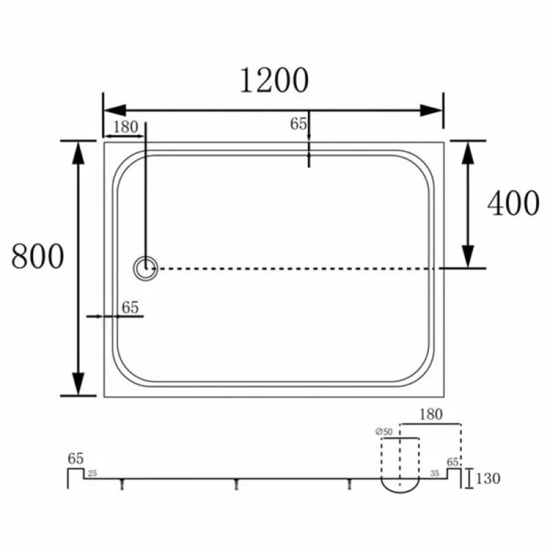 Душевой поддон Abber AD3C128, 80 x 120 см, прямоугольный, акриловый, белый