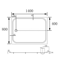 Душевой поддон Abber AD3C148, 80 x 140 см, прямоугольный, акриловый, белый