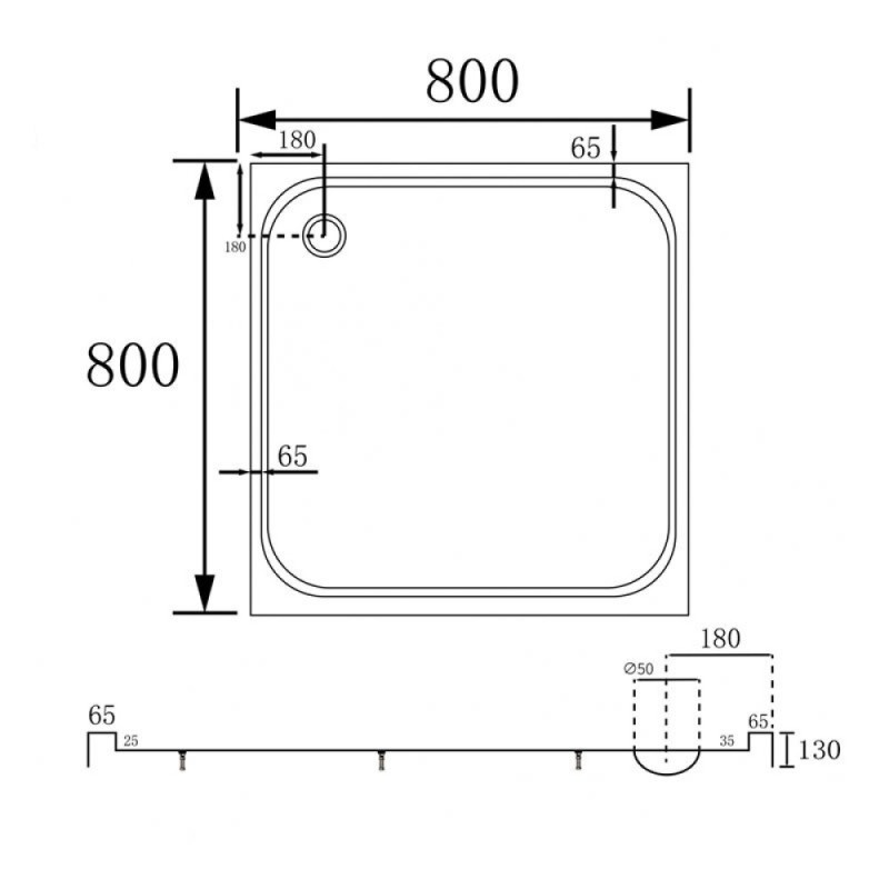 Душевой поддон Abber AD3D080, 80 x 80 см, квадратный, акриловый, белый