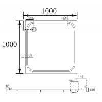 Душевой поддон Abber AD3D100, 100 x 100 см, квадратный, акриловый, цвет белый