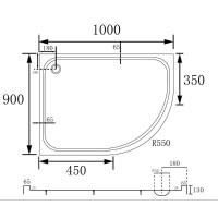 Душевой поддон Abber AD3E109 L, 100 x 90 см, ассиметричный, акриловый, цвет белый