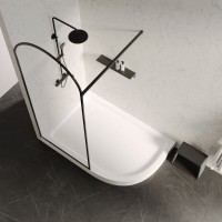 Душевой поддон Abber AD3E109 L, 100 x 90 см, ассиметричный, акриловый, цвет белый