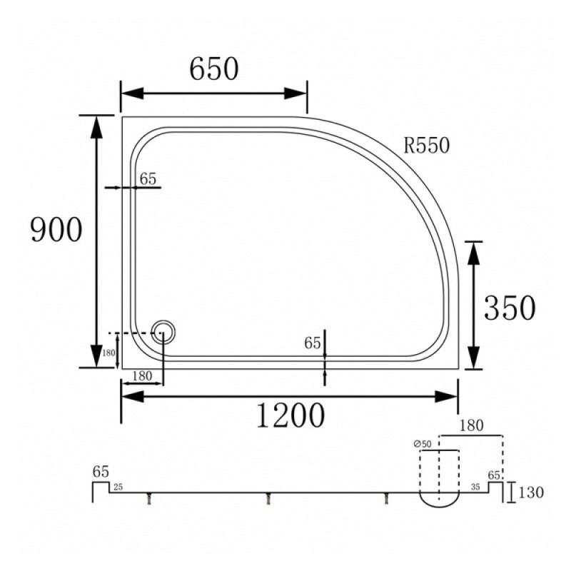 Душевой поддон Abber AD3E129 R, 90 x 120 см, асимметричный, акриловый, белый