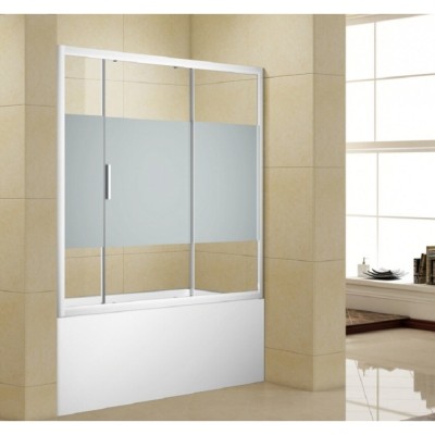 Душевая шторка на ванну Aquanet Practic AE10-B180H150U-CP, 180 х 150 см, стекла прозрачные с шелкографией, профиль хром (243614)