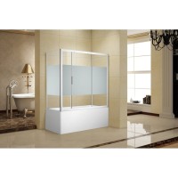 Неподвижная стенка шторки на борт ванны Aquanet Practic AE10-F-80H150U-CP, 80 х 150 см, стекло прозрачное с шелкографией, профиль хром (243618)