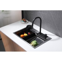 Кухонная мойка Abber Wasser Kreis AF2194B, 68 см, цвет черный матовый