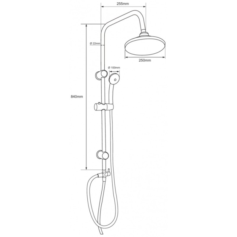 Душевая колонна Aquanet Passion 261836 R AF300-70-R-B верхний душ круглый 25 см, 3 режима струи, черный матовый