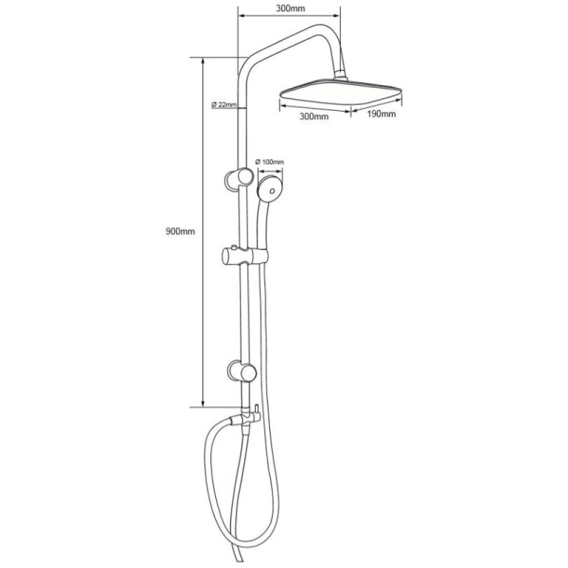 Душевой гарнитур Aquanet Passion RC AF300-70-RC-B, с верхним душем 30 х 19 см, 3 режима струи, черный матовый (243321)