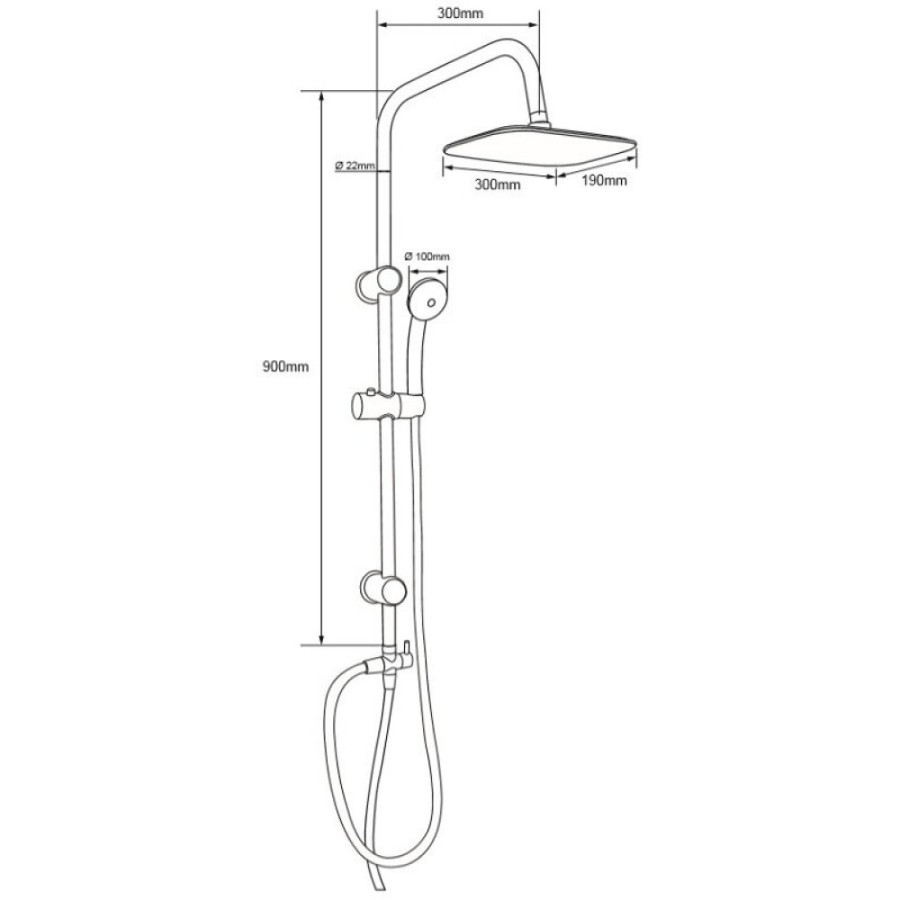 Душевой гарнитур Aquanet Passion RC AF300-70-RC-B, с верхним душем 30 х 19 см, 3 режима струи, черный матовый (243321)