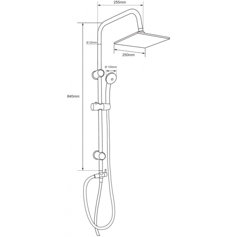 Душевая колонна Aquanet Passion 261837 S AF300-70-S-B верхний душ квадратный 25 см, 3 режима струи, черный матовый