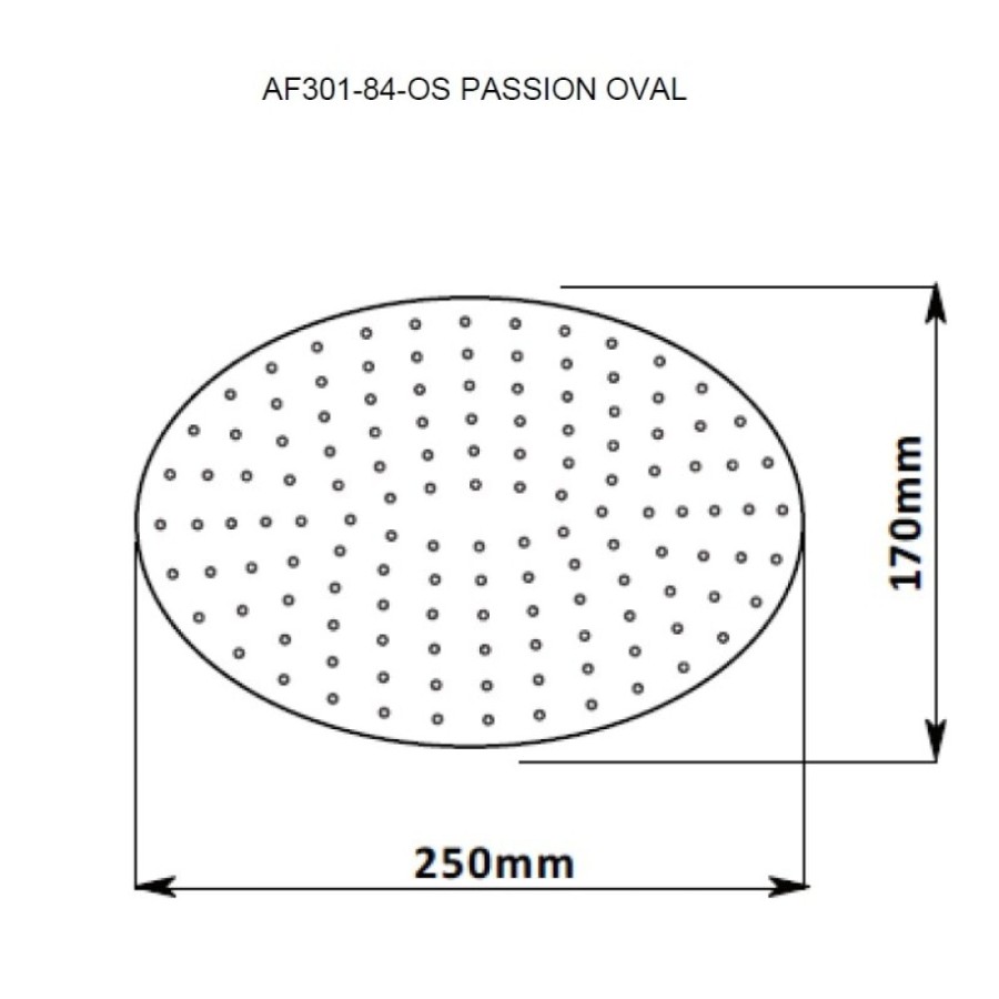 Верхний душ Aquanet Passion Oval AF301-84-OS, 18,5 х 26,5 см, 1 режим струи, без держателя, хром (242984)