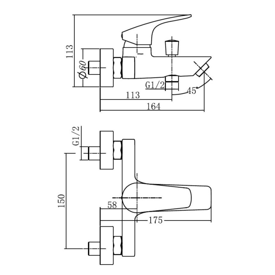 Смеситель Aquanet Static 261822 AF330-20B для ванны, черный матовый