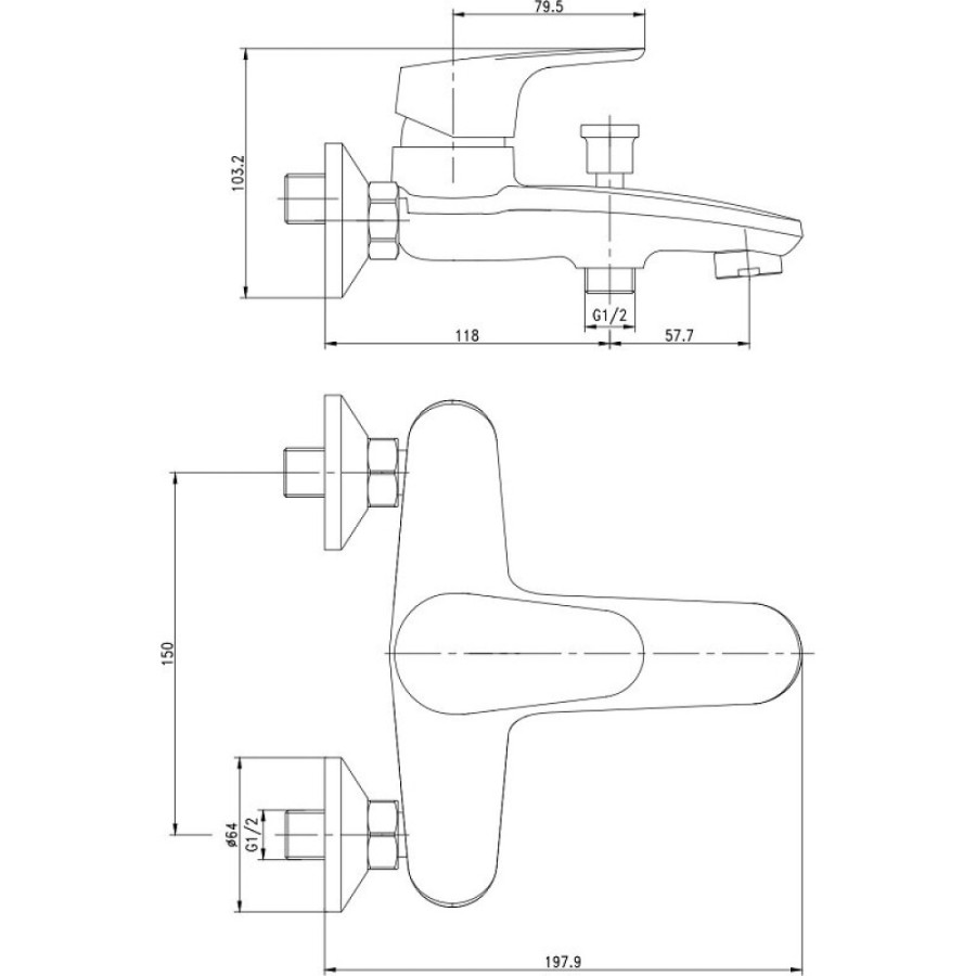 Смеситель Aquanet Magic AF410-20C для ванны и душа, хром (237450)