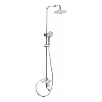 Душевая система Aquanet Arctic R AF520-72-R-CW, с круглым верхним душем 20 см, хром/белый (243325)