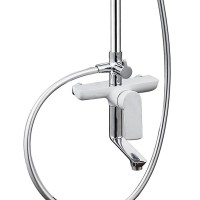 Душевая система Aquanet Arctic R AF520-72-R-CW, с круглым верхним душем 20 см, хром/белый (243325)