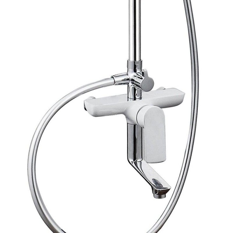 Душевая система Aquanet Arctic R AF520-72-R-CW, с круглым верхним душем 20 см, хром/белый (243325)