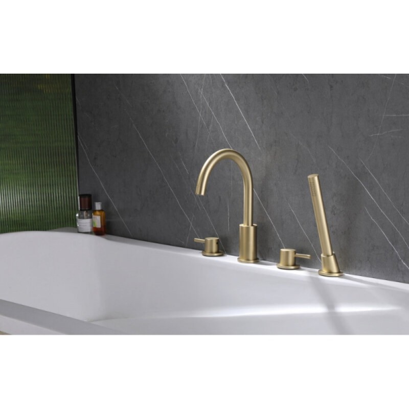 Смеситель Abber Wasser Kreis AF8113G, на борт ванны, цвет золото матовое