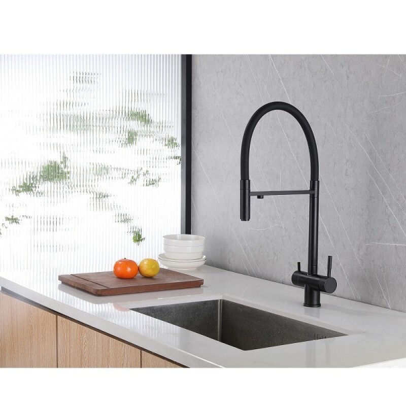 Смеситель Abber Wasser Kreis AF81141B, для кухонной мойки, с подключением к фильтру, цвет черный матовый