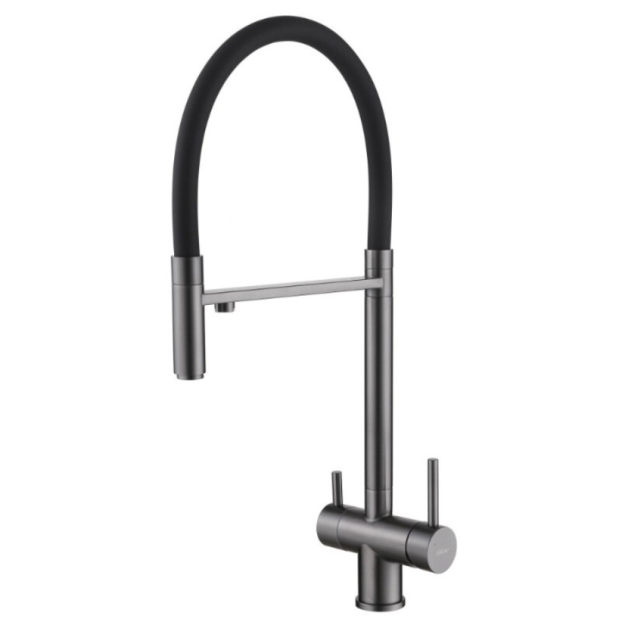 Смеситель Abber Wasser Kreis AF81141NG, для кухонной мойки с подключением к фильтру, с гибким изливом, цвет никель