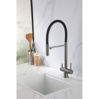 Смеситель Abber Wasser Kreis AF81141NG, для кухонной мойки с подключением к фильтру, с гибким изливом, цвет никель