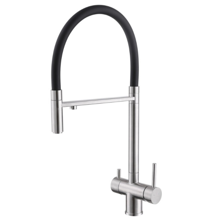 Смеситель Abber Wasser Kreis AF81141SP, для кухонной мойки с подключением к фильтру, с гибким изливом, цвет сатин